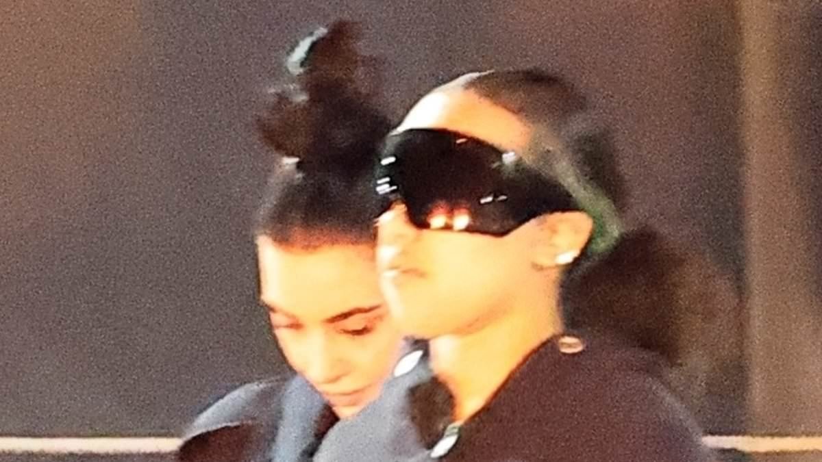 Makeup-free Kim Kardashian supports daughter North West, 12, at nighttime recording session as she follows in dad Kanye West's musical footsteps