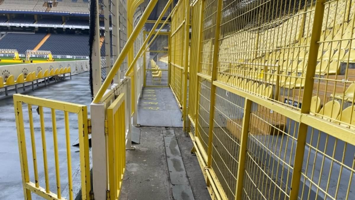 'Being treated like animals': Supporters' fury as Aston Villa's disabled support in Turkey are forced to watch match from a yellow 'CAGE' during win over Fenerbahce