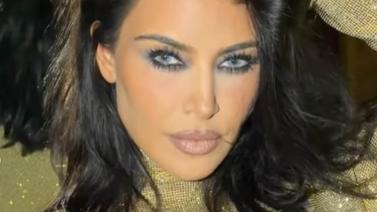 Kim Kardashian gives a close-up look at her blue contact lenses and HUGE 'stripper heels' in behind the scenes snaps from Vanity Fair Oscars party
