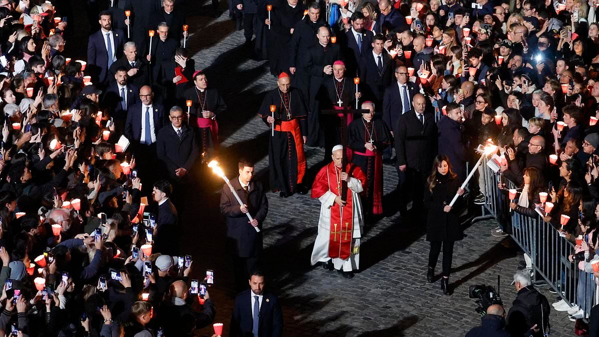 Leo XIV leads Easter celebrations as he becomes first pope in decades to carry cross for full Good Friday procession