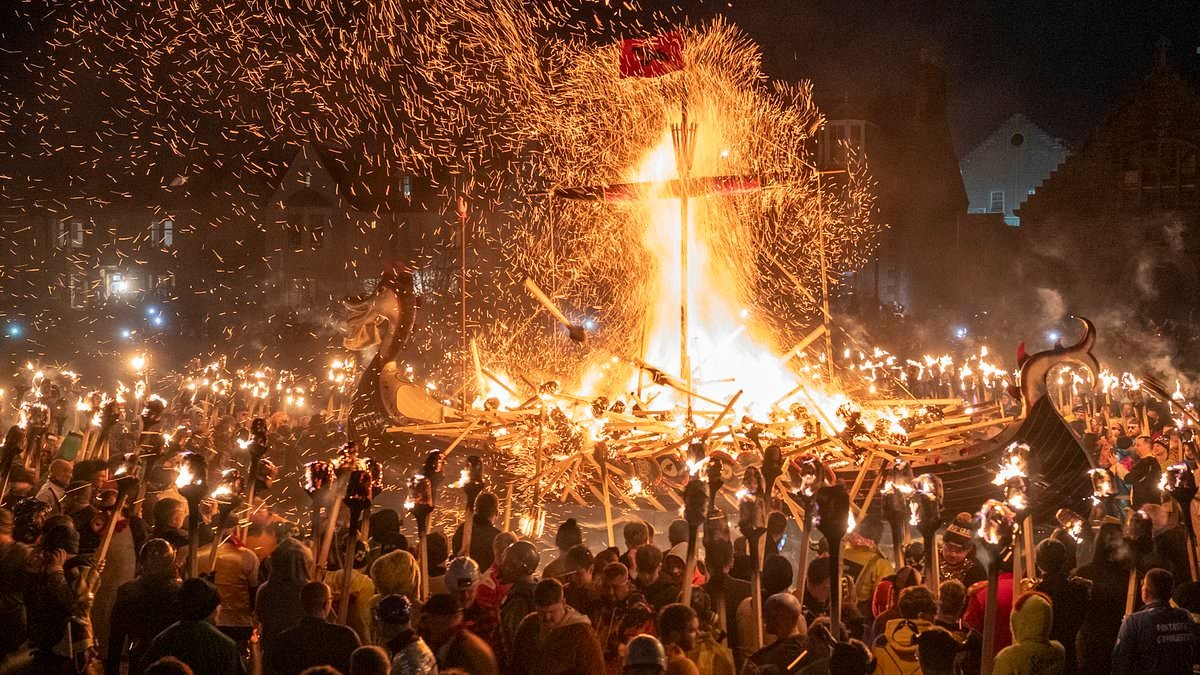 World-famous fire festival sparks to life: 'Vikings' take to the streets for Shetland's Up Helly Aa