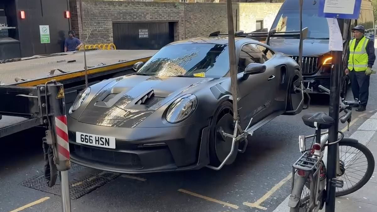 Moment 'millionaire Saudi businessman's £300,000 Porsche' is impounded after ignoring parking ticket