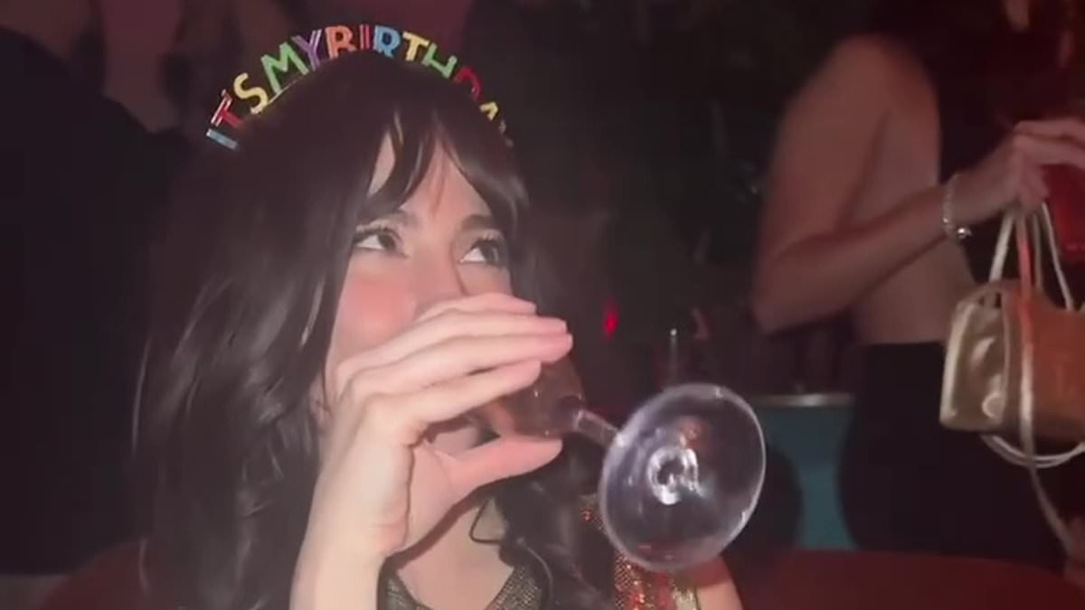 Pixie Lott downs wine as she parties the night away at a fun wig-themed bash for her 35th birthday - just three months after welcoming second child