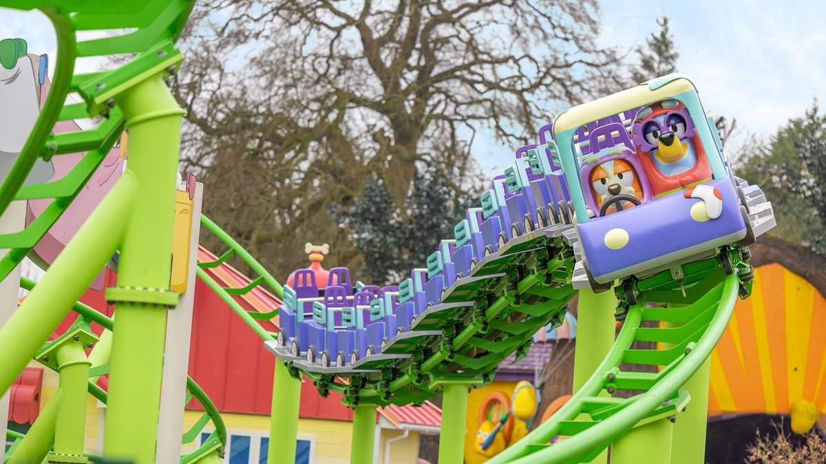 Sneak peek at the world's first Bluey roller coaster as Alton Towers shares drone footage of new ride