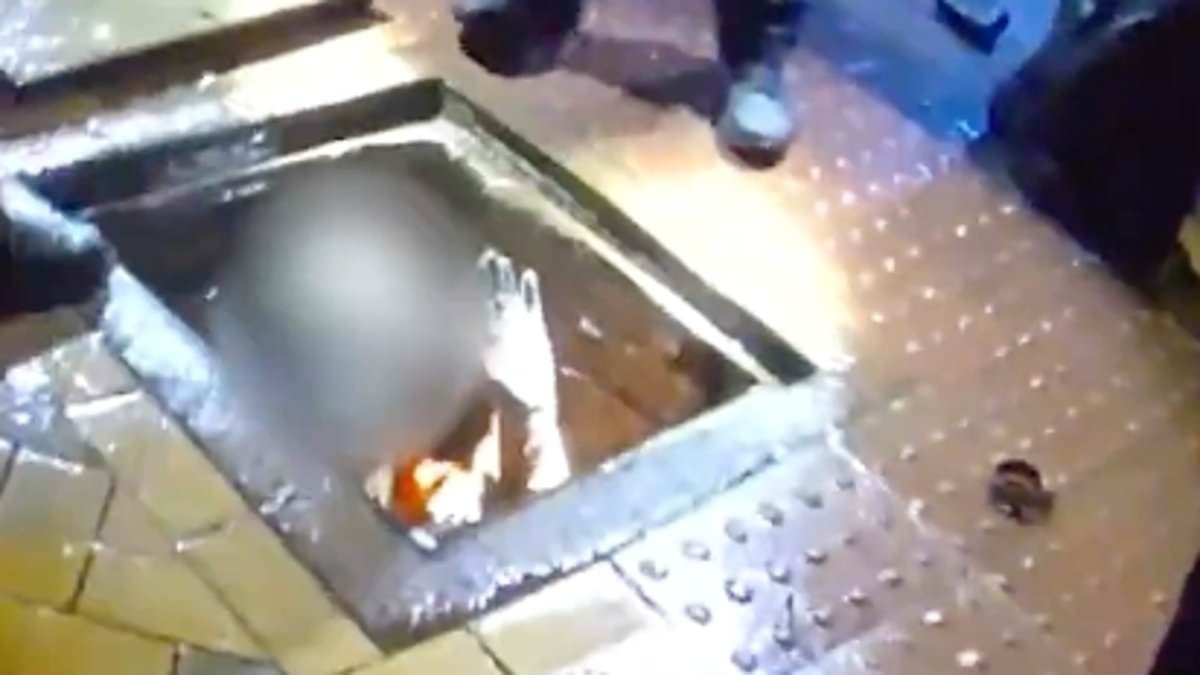 Moment 'brazen thieves dressed as workers are spotted stealing underground cables'