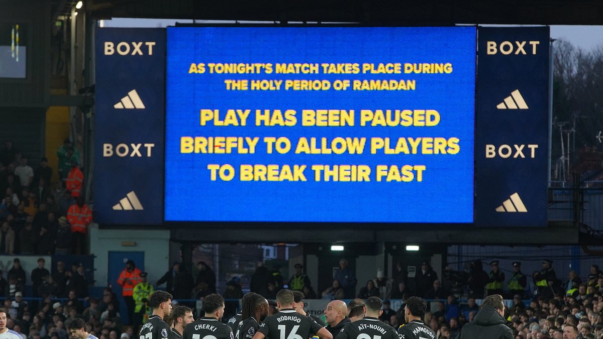 Leeds fans BOO as Man City clash is briefly halted to allow Pep Guardiola's Muslim stars to break their Ramadan fast