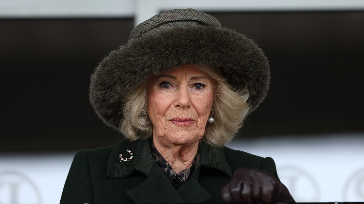 Queen Camilla puts on a brave face as she attends a racing event near her East Sussex childhood home amid Andrew arrest drama