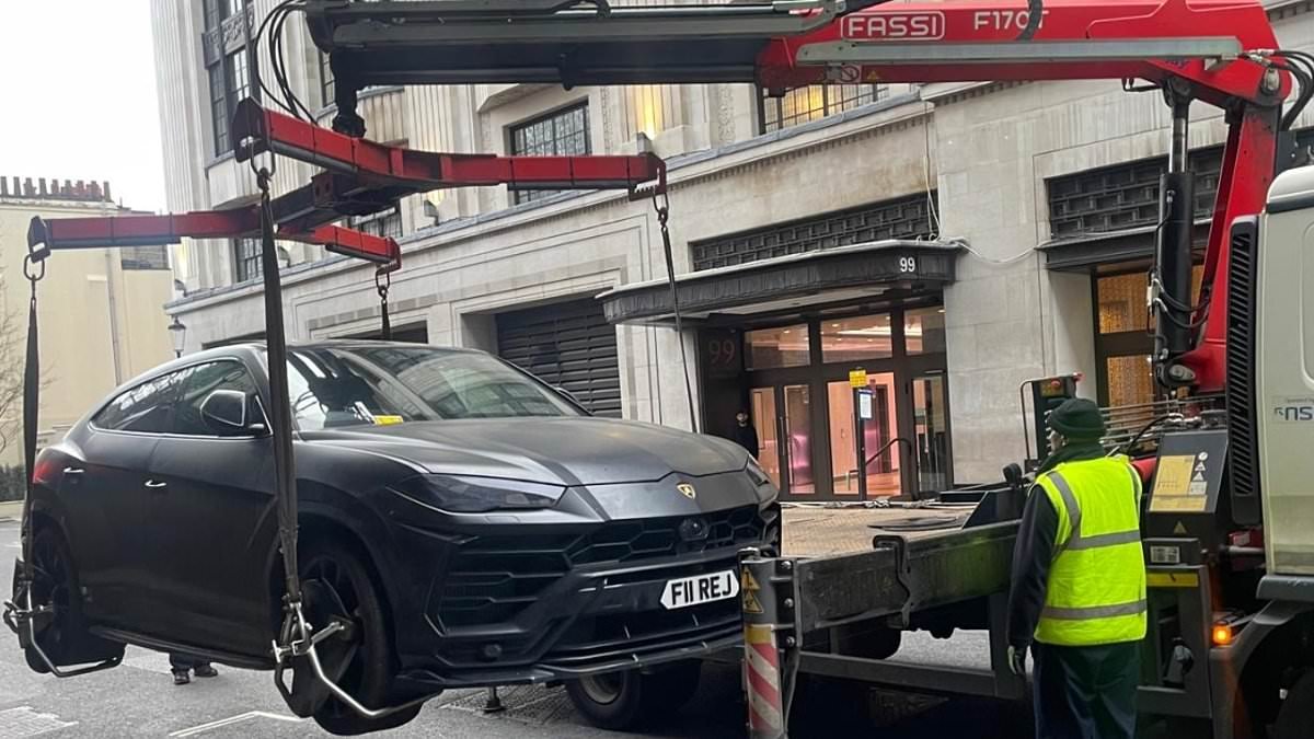 Moment Lamborghini owner gets a headache as their £200,000 pride and joy is lifted on low-loader and towed away for being illegally parked