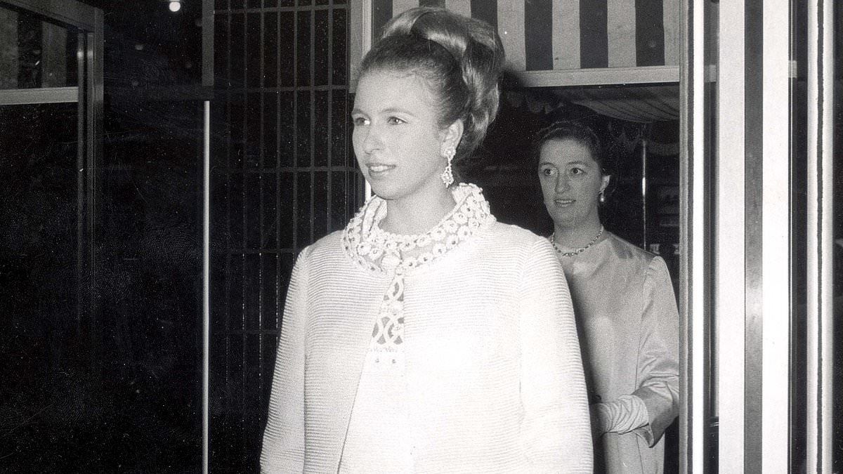 The Queen of Royal recycling! Princess Anne slips into floor-length coat for King's state banquet... 57 YEARS after she first wore it