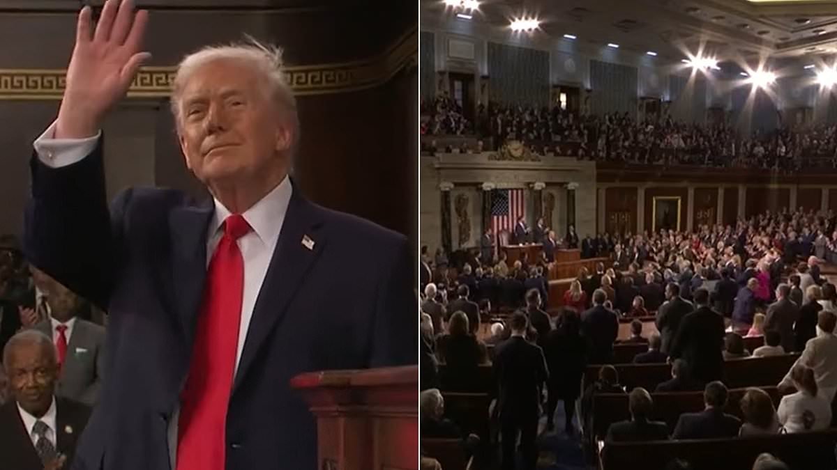 Trump explodes at Democrats for refusing to stand for Americans over 'illegal aliens'... as the Squad goes berserk and dozens walk out in protest during longest State of the Union in HISTORY