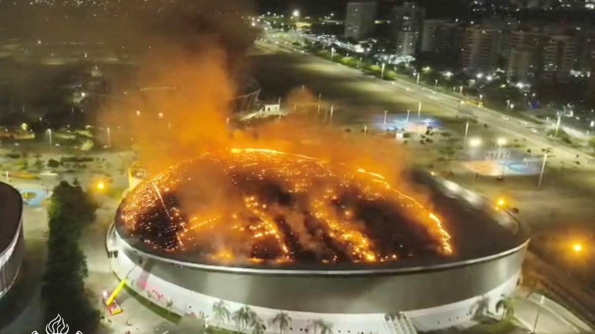 Iconic Olympics venue where Brits won six gold medals is devastated by fire, as shocking images reveal the damage caused