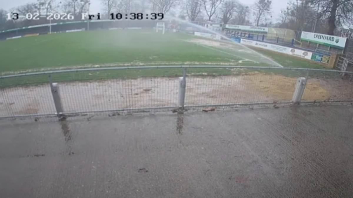 Relegation-threatened football club accused of deliberately flooding their pitch to postpone match - by turning on the sprinklers in heavy rain