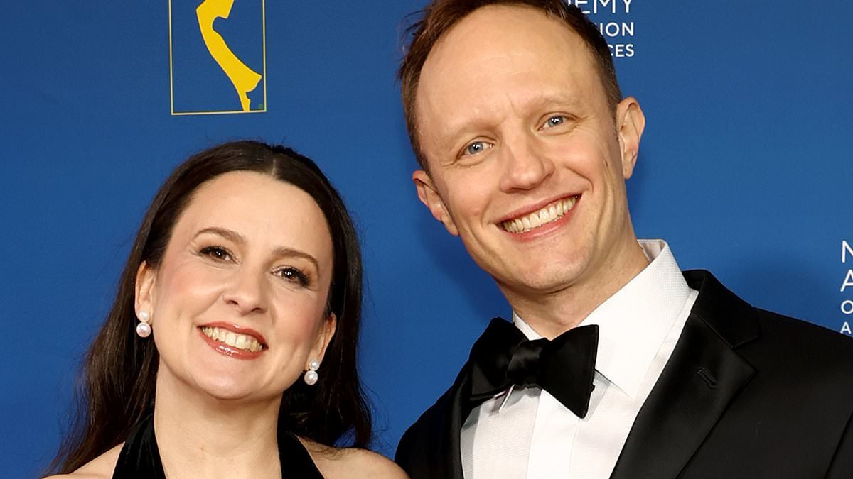 YouTube star Ms. Rachel makes a powerful statement in a dress embroidered with Sudanese children's hopes and dreams as she joins husband Mr. Aron at Family Emmys