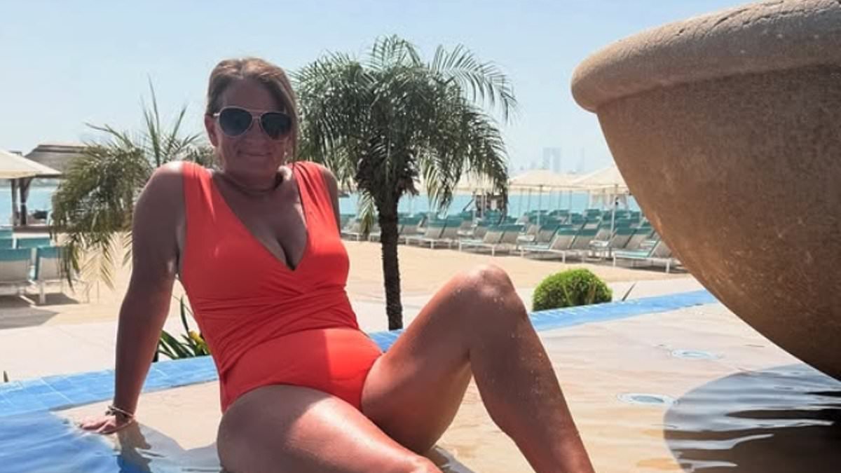 Sue Radford, 50, showcases her incredible 3st weight loss in an orange swimsuit as the mum of 22 reveals the secret to her transformation after refusing to resort to fat jabs