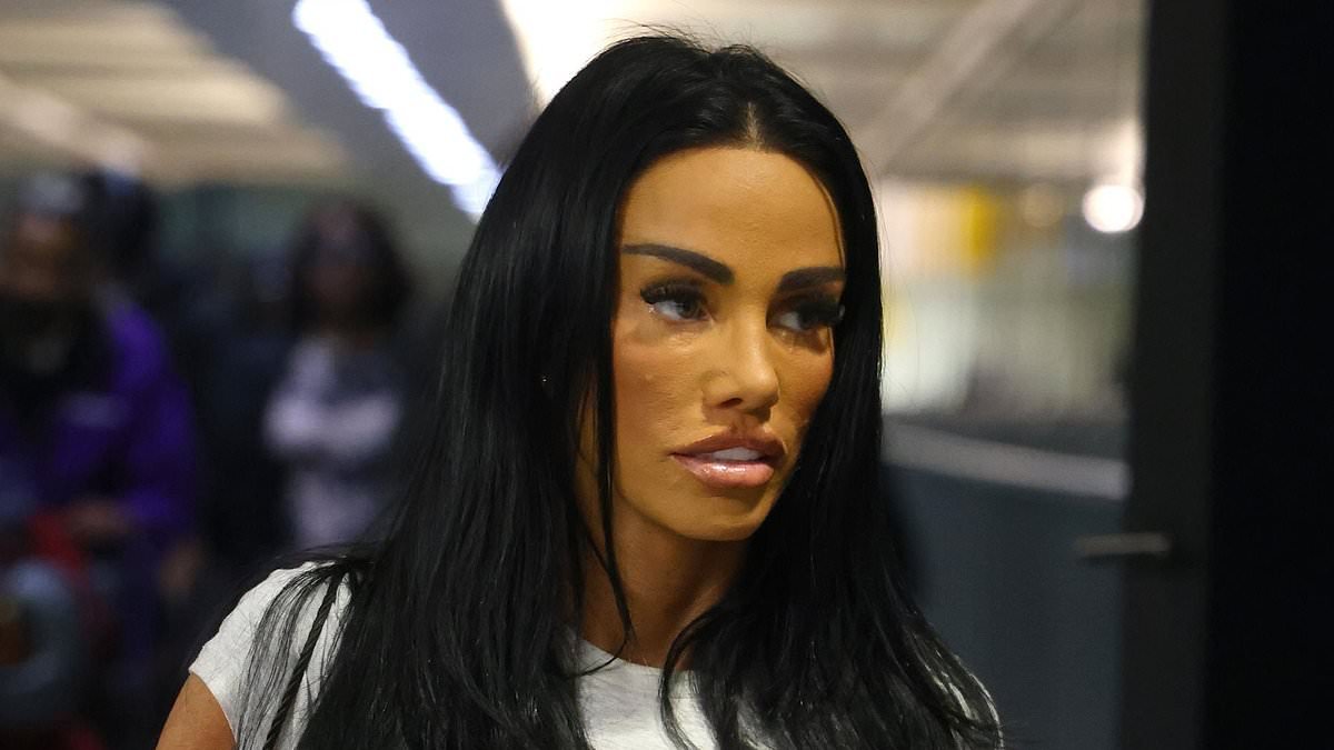 Katie Price finally returns to the UK to face her family - but her husband Lee Andrews remains in Dubai following 'travel ban' as he continues to insist they are planning on having a baby