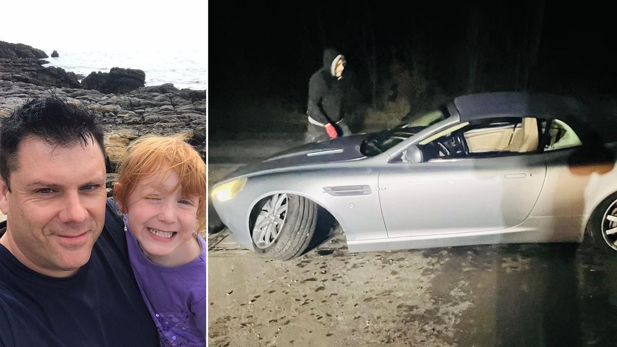 Father and daughter, 10, are 'lucky to be alive' after huge pothole wrote off his £40,000 Aston Martin