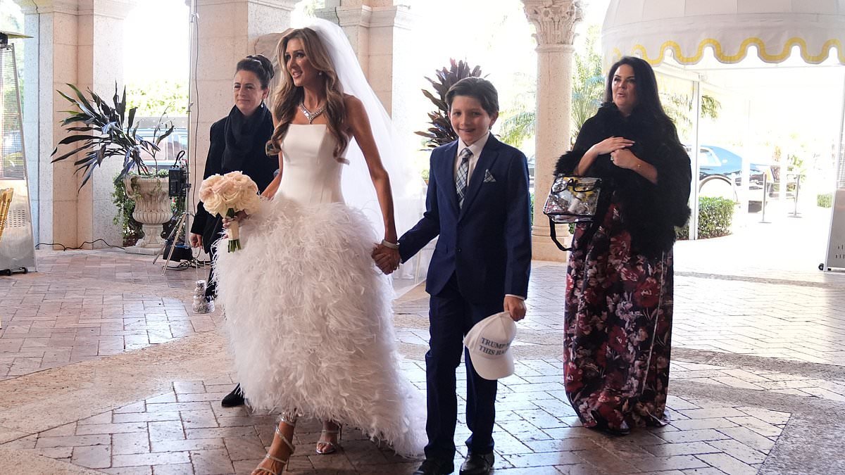Trump throws luxurious MAGA wedding for his top aide Dan Scavino at Mar-a-Lago... as blushing bride stuns guests and Elon Musk arrives with his baby mama