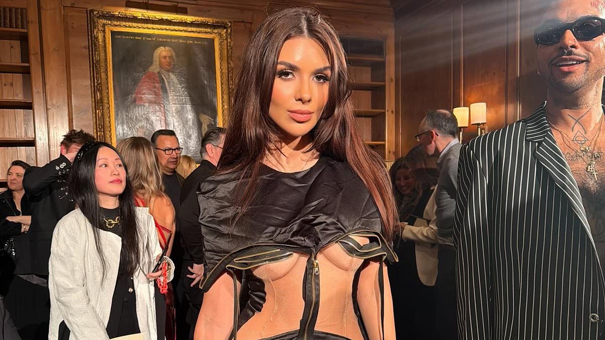 Ekin-Su Cülcüloğlu posts astonishing picture of sheer optical illusion dress from Genaro Rivas show during London Fashion Week