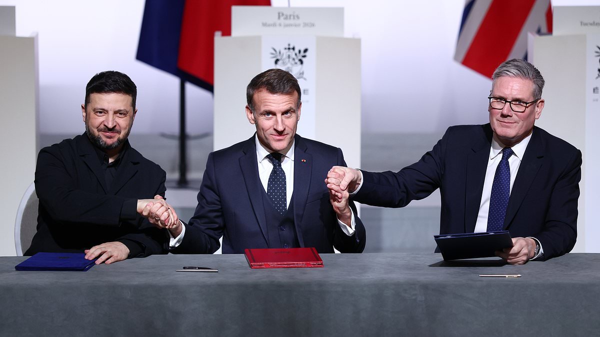 Keir Starmer paves way for British troops to be sent to Ukraine as part of peacekeeping force as PM signs deal in Paris alongside Emmanuel Macron