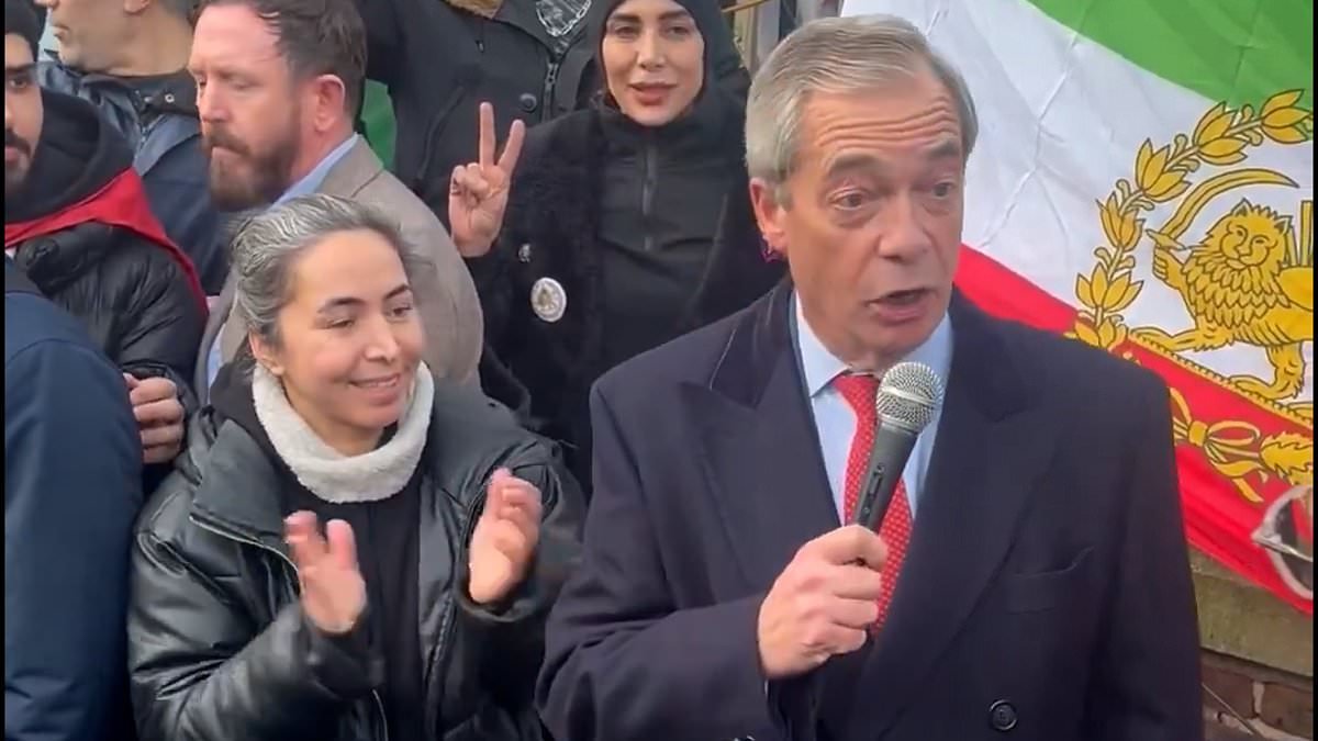 Nigel Farage hails 'freedom fighters' as he joins protest against Iranian regime outside embassy - while death toll from demonstrations in the Islamic Republic continues to rise