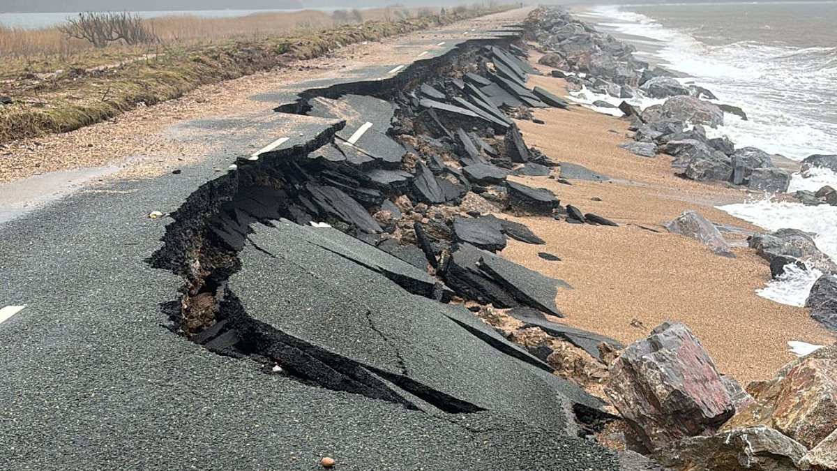 Dismay for villagers nearly cut off from civilisation when massive storm wrecked coastal road after they learn government has announced £1.4bn for flood defence - but NOTHING for them
