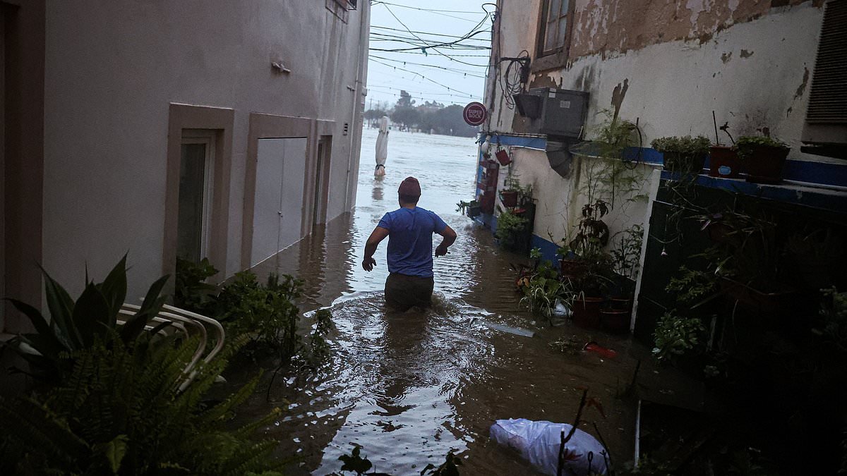 Storm chaos in Spain and Portugal as floods 'trigger freak earthquakes' and submerge towns while torrential rain closes motorway sparking mayhem at Madrid airport