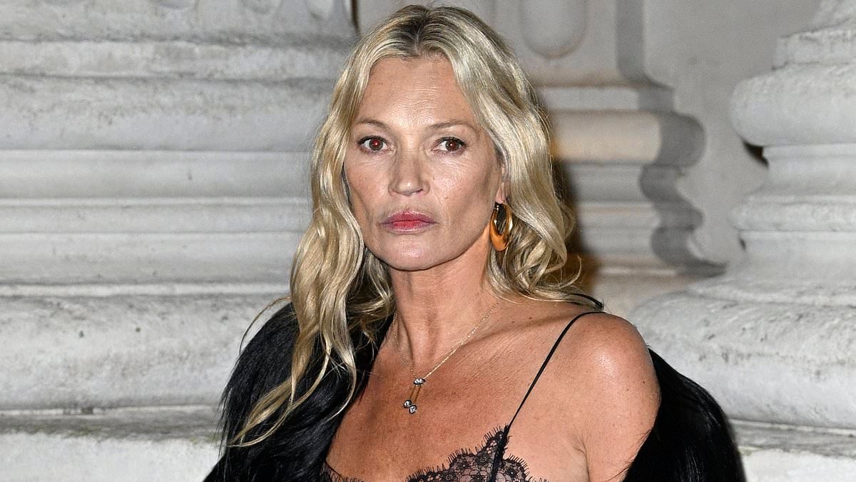 Kate Moss almost topples over as fans slam 'rude men' for cutting in front of her and praise the icon's 'great reflexes in four-inch heels'