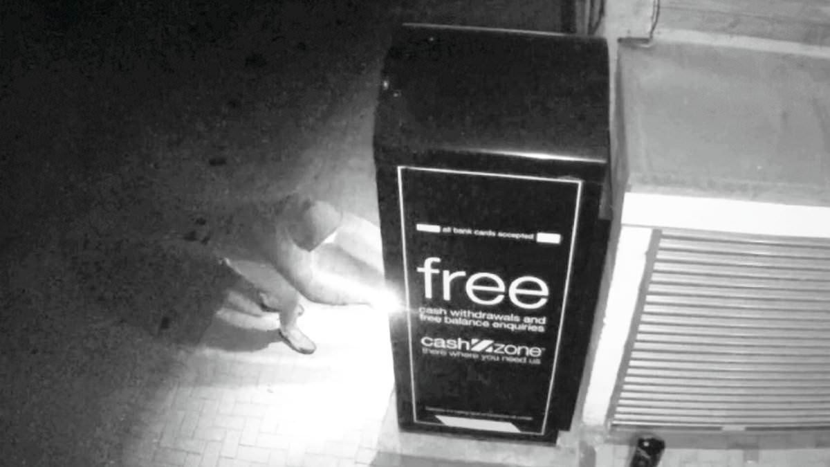 Moment bungling cash machine raider uses homemade bomb to blow up village ATM in botched theft attempt - as he's jailed for eight years