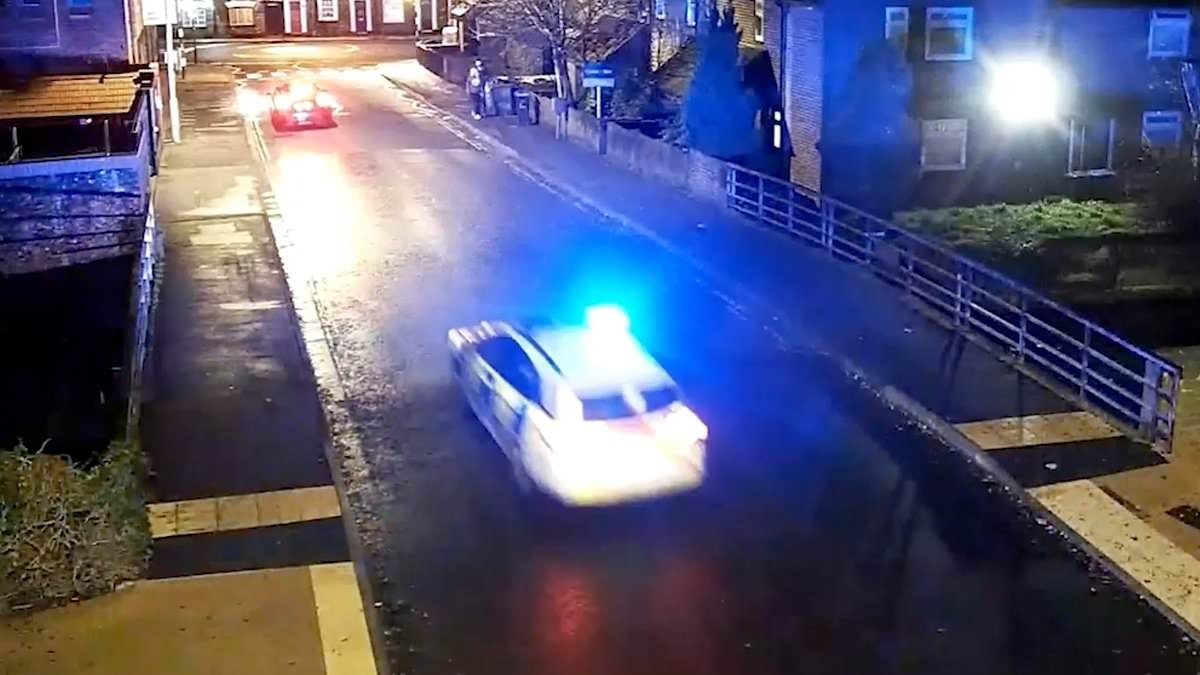 Moment drug driver raced through town at up to 120mph pursued by the police - and only stopped when he ran out of petrol