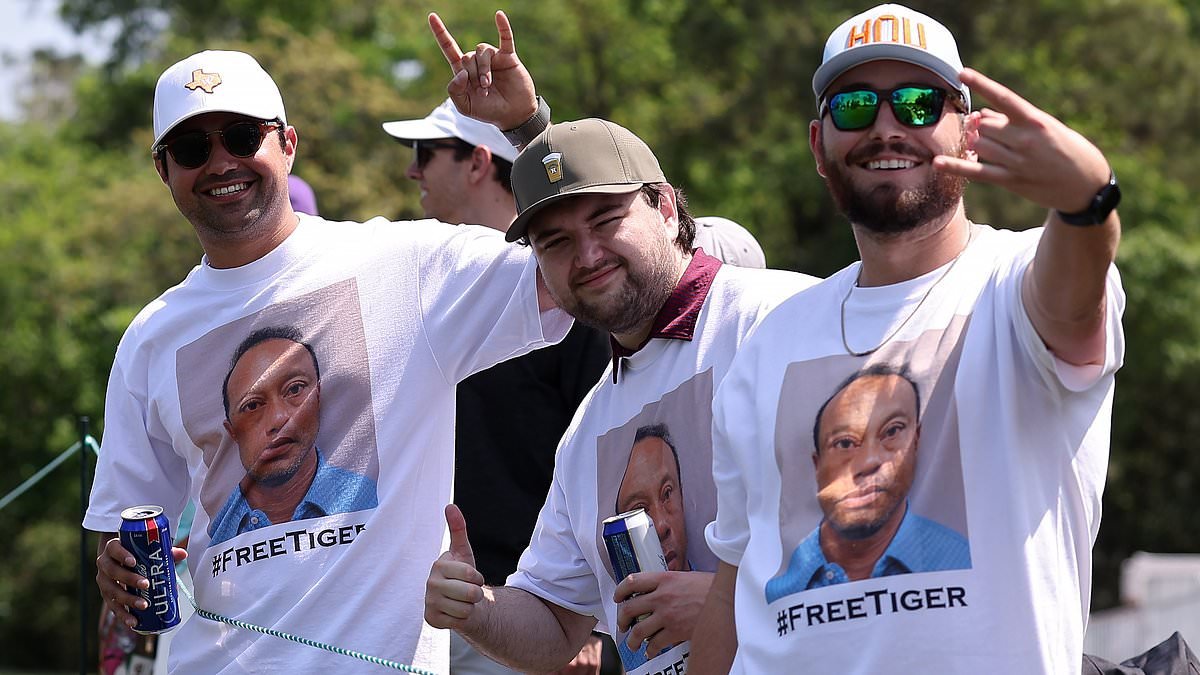 Golf fans wear Tiger Woods mugshot shirts at PGA Tour event days after his shocking DUI arrest