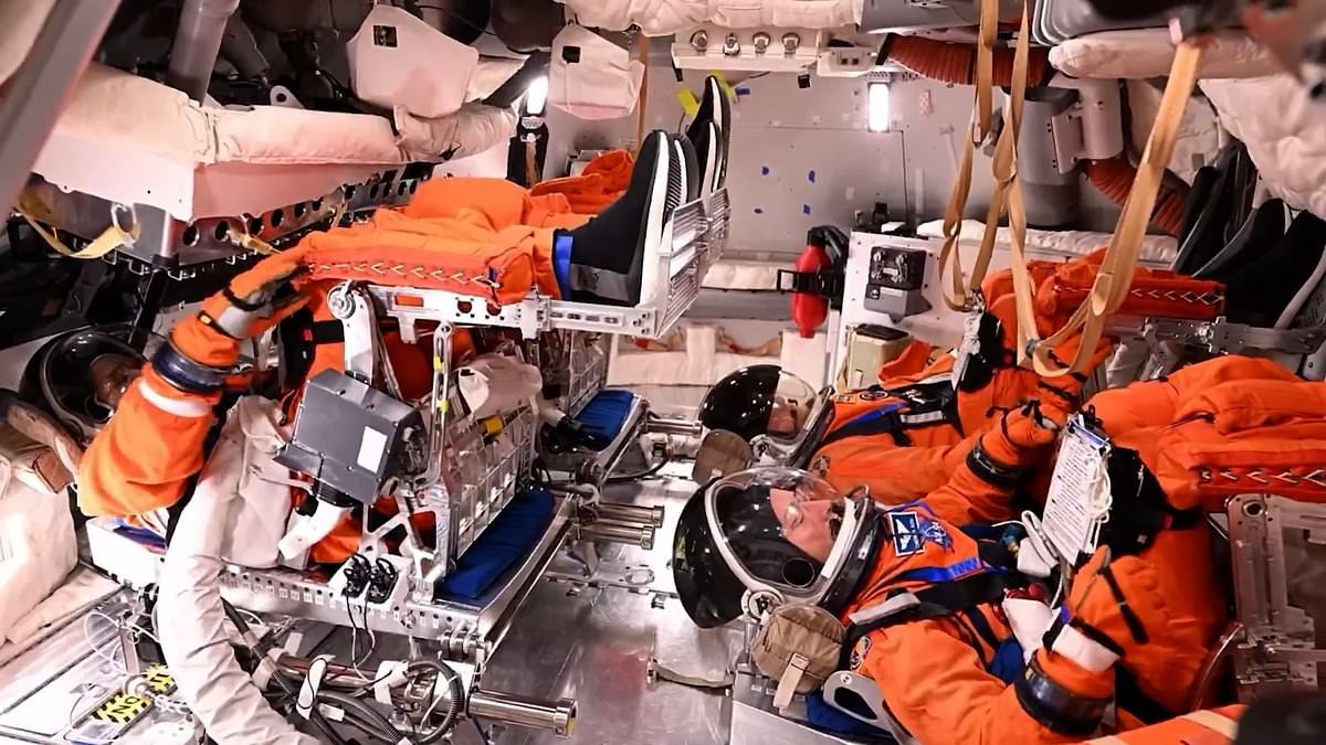 NASA gives a glimpse inside Orion's cramped quarters where four astronauts will live for 10 days as they whizz around the moon - 'the smell would be intolerable!'