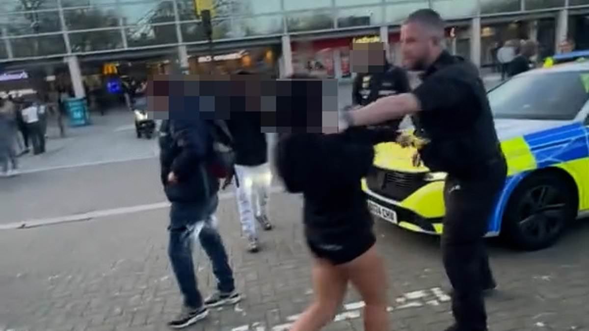 Yobs clash with police in Milton Keynes as teenager disorder that began in Clapham spreads