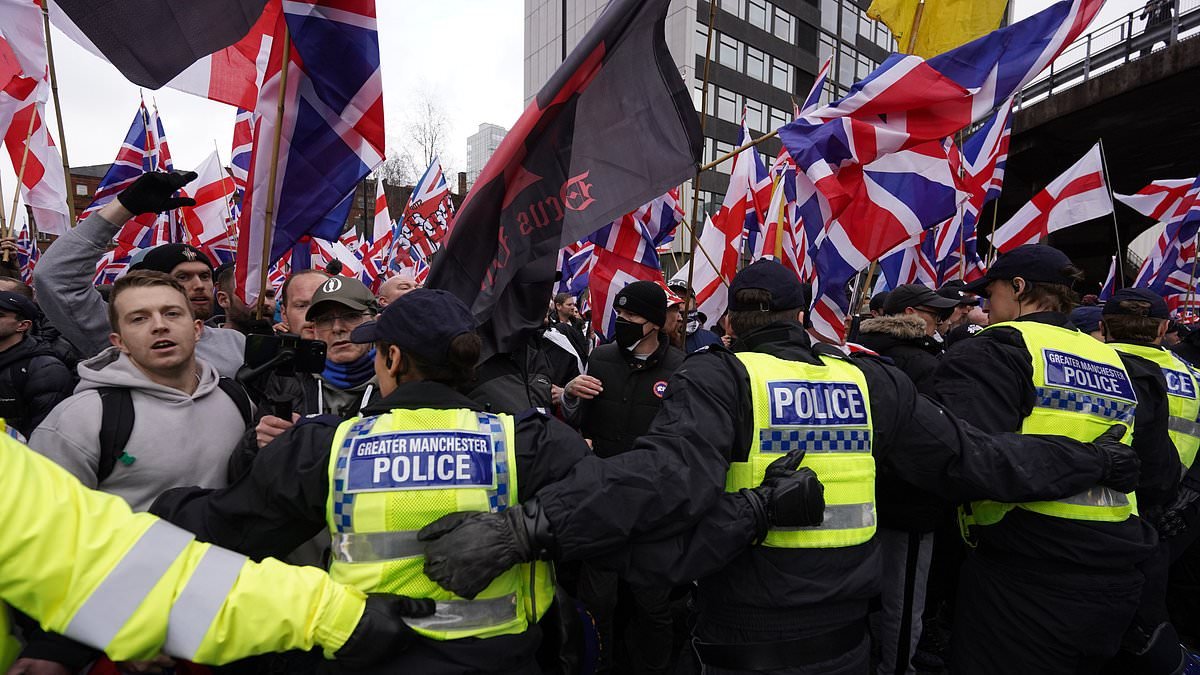Police arrest six as violence breaks out between far-right Britain First march and counter-demonstrators
