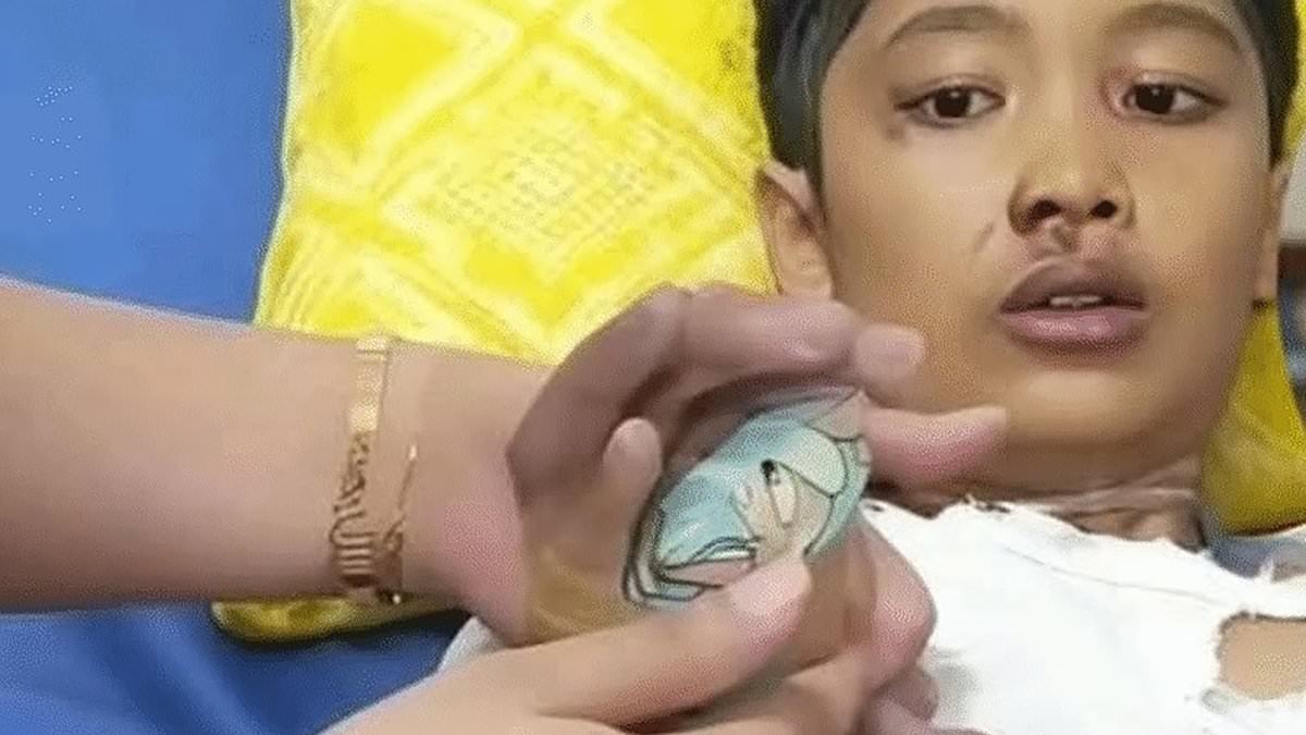 'It was Mummy': Tragic moment bullied child 'forced to drink boiling water by his step-mother' points at her when asked who was to blame shortly before dying from his injuries