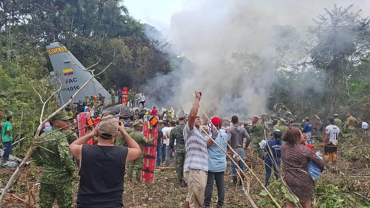 Dozens of Colombian soldiers feared dead as military plane crashes shortly after takeoff
