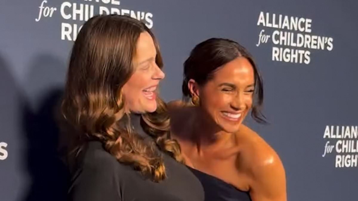 Meghan shares behind the scenes video at LA charity bash including moment she 'crashes' the 'gals in the ladies room doing a TikTok video'