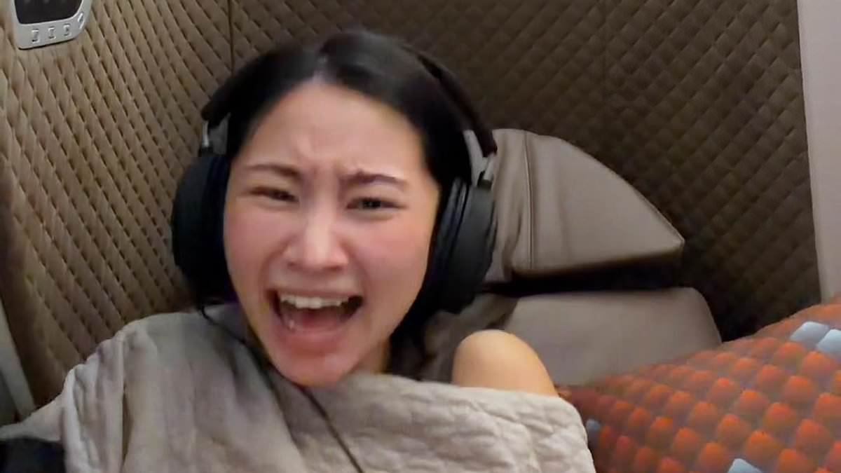 TikToker criticised for 'fake' panic attack whilst filming business class food review hits back at those criticising her