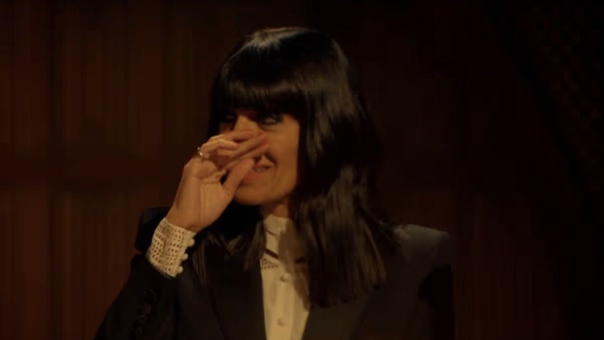 Claudia Winkleman breaks down in tears as she congratulates Traitors Stephen and Rachel on their win during nail-biting final