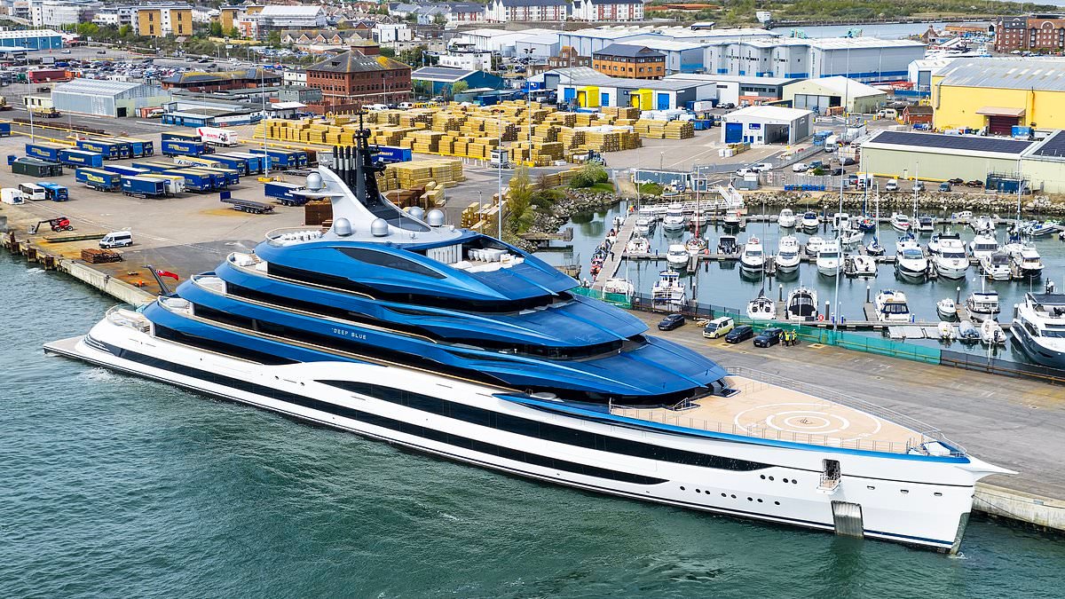 Sleek £334million superyacht turns heads on Britain's south coast on its way to secretive new Chinese billionaire owner
