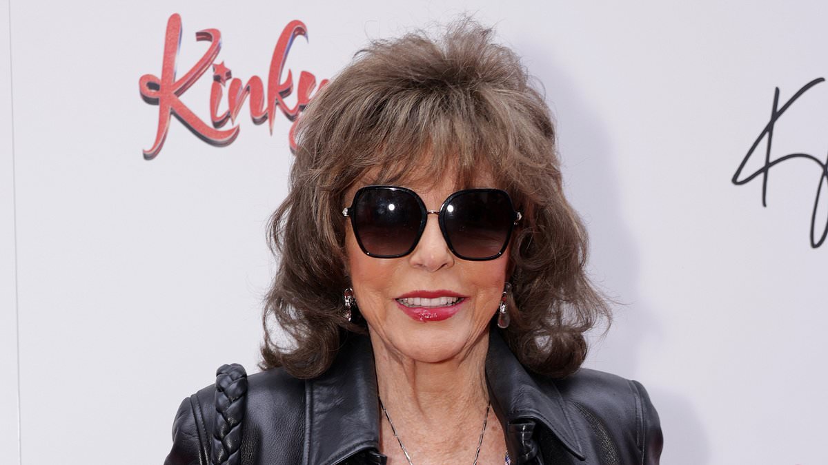 Joan Collins, 92, looks incredible in pink tartan as she walks the red carpet for Kinky Boots' opening gala at the London Coliseum