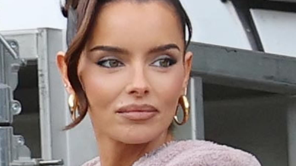 Maura Higgins, 35, displays her 'changing' face on the set of a new ad after hitting back at plastic surgery claims