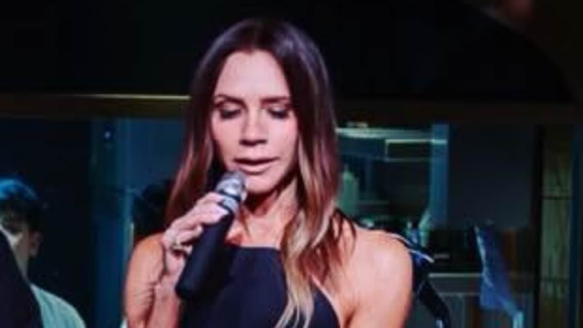 Victoria Beckham takes centre stage at son Cruz's 21st birthday party as she joins forces with Jackie Apostel and Harper for a speech after Brooklyn accused her of 'hijacking' his wedding