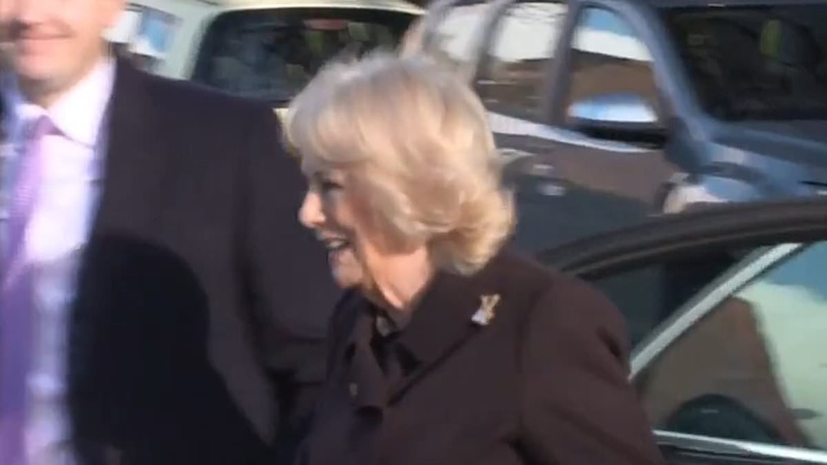 Queen Camilla ignores question from reporter asking if she has a message for Jeffrey Epstein's victims amid fallout over Andrew's links to the paedophile financier