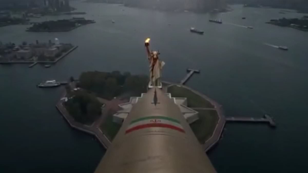 Chilling Iran video shows Statue of Liberty blown apart as they vow revenge on US... and take Epstein swipe at Trump