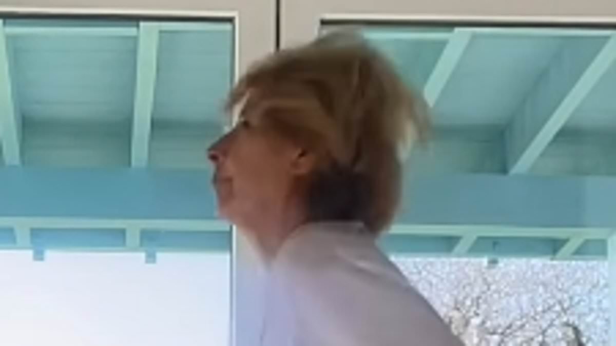 Jennie Bond, 75, is praised for her 'joy, energy and great legs' as she dances in her silk robe to get rid of 'aches and pains' in a fun video