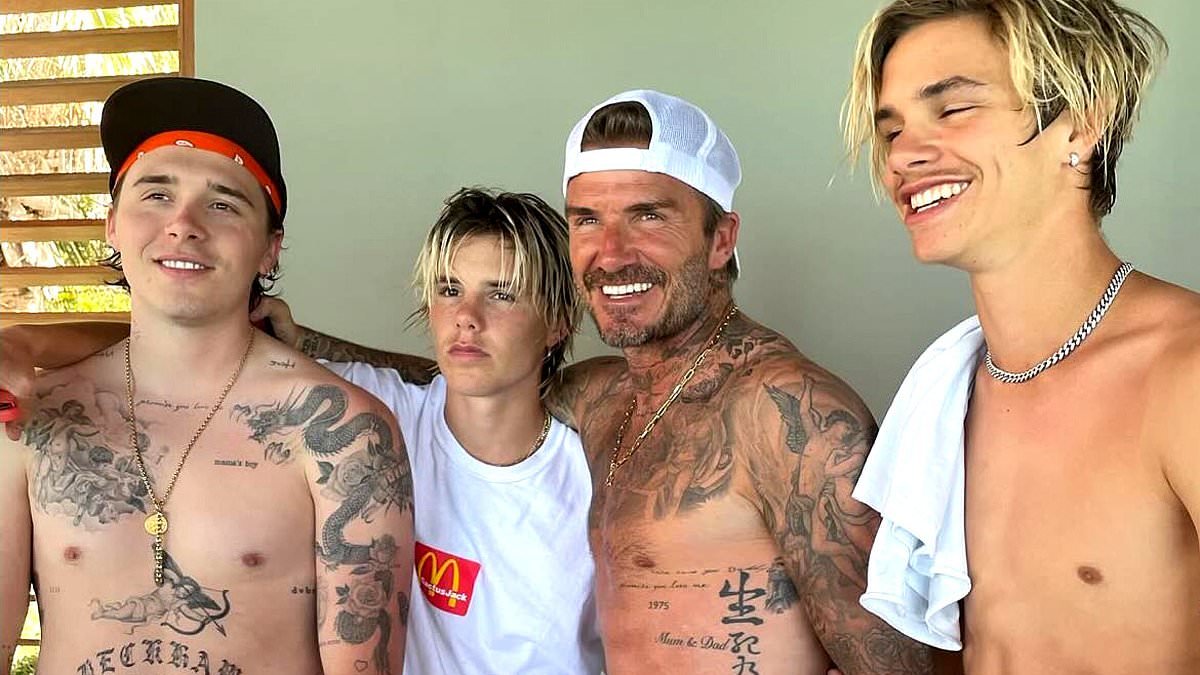 David Beckham and Romeo engage in playful football banter littered with heart emojis after Manchester United beat Arsenal... as family put on united front in wake of Brooklyn's statement