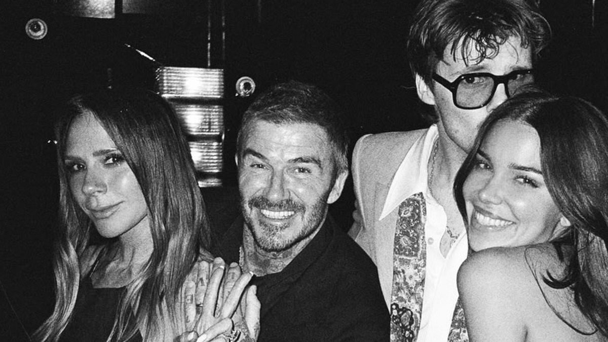 Cruz Beckham shares sweet snap with 'my favourite people' as he parties with parents Victoria and David and girlfriend Jackie Apostel