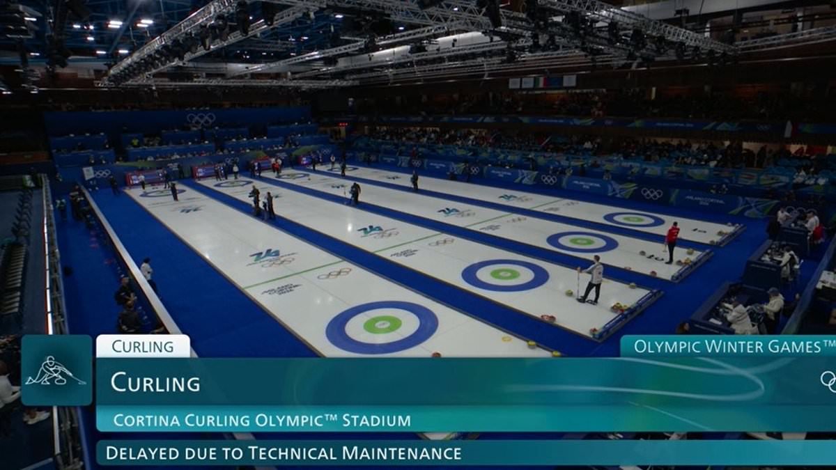 Winter Olympics thrown into chaos after POWER CUT leaves curling teams in the darkness less than 10 minutes into competition