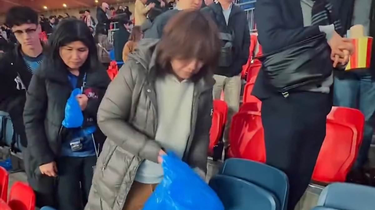 Japan fans praised for 'classy' and 'respectful' act following surprise victory over England at Wembley