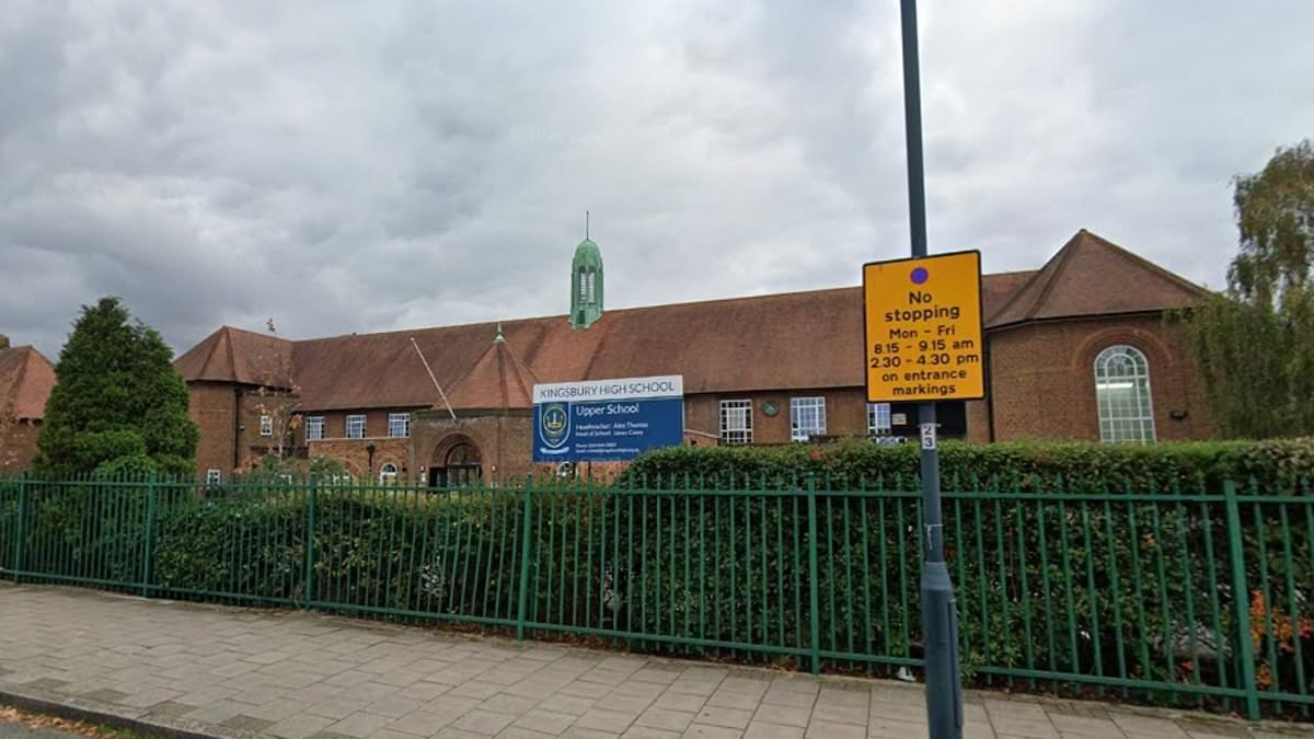 Two boys, aged 12 and 13, are rushed to hospital after being stabbed at school in north London - as police hunt for teenage suspect